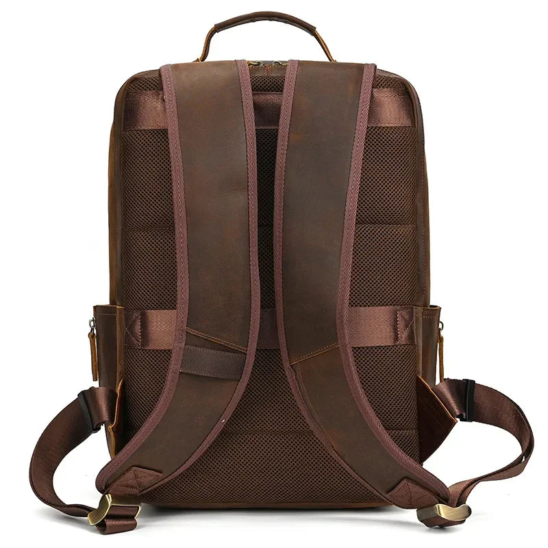 Men’s Leather Laptop Backpack – Large Capacity Work & Travel Bag