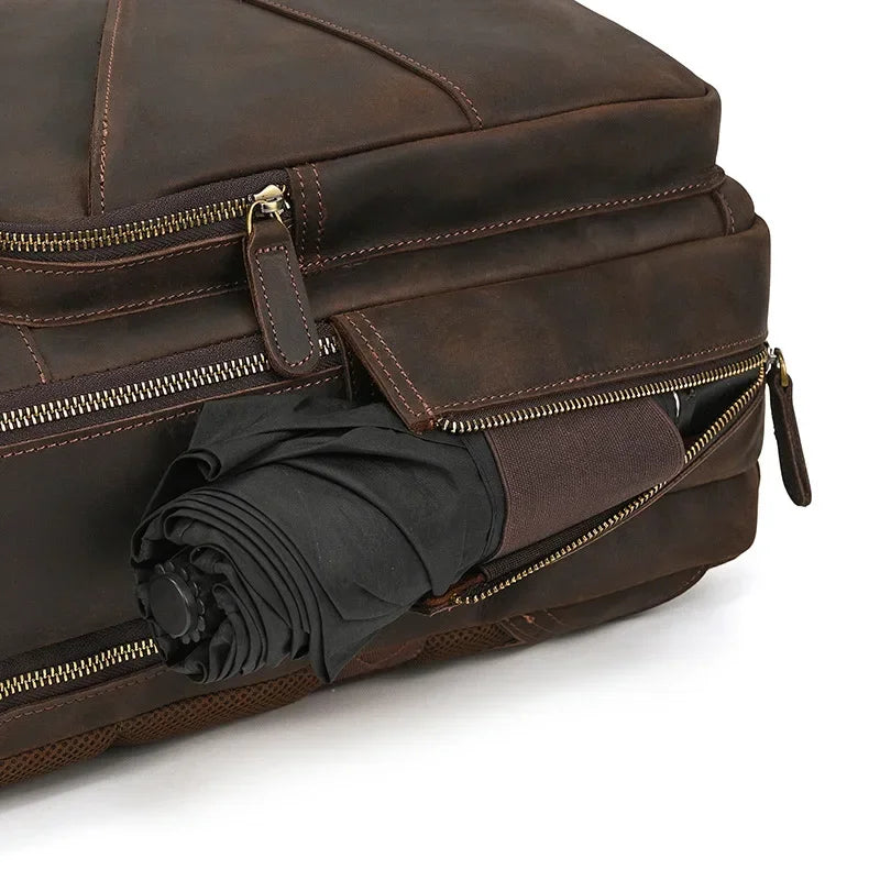 Men’s Leather Laptop Backpack – Large Capacity Work & Travel Bag