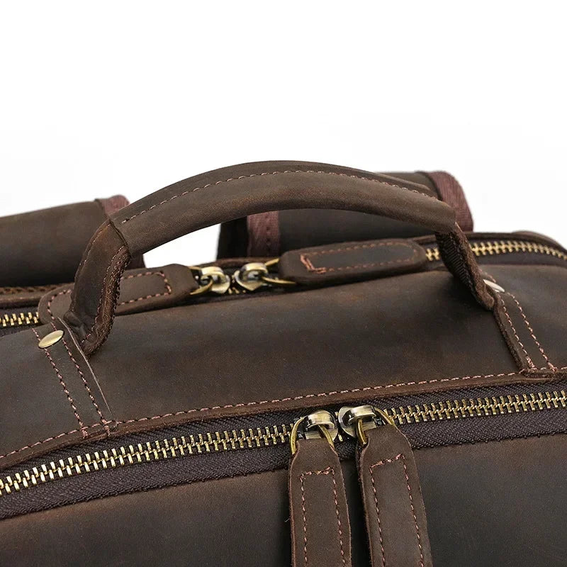 Men’s Leather Laptop Backpack – Large Capacity Work & Travel Bag