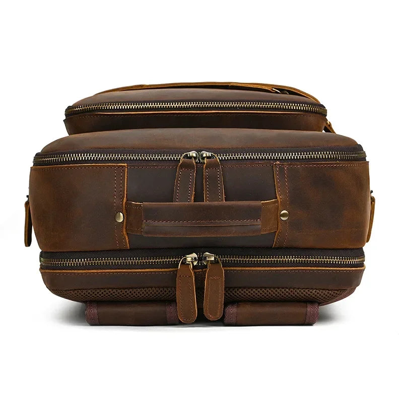 Men’s Leather Laptop Backpack – Large Capacity Work & Travel Bag