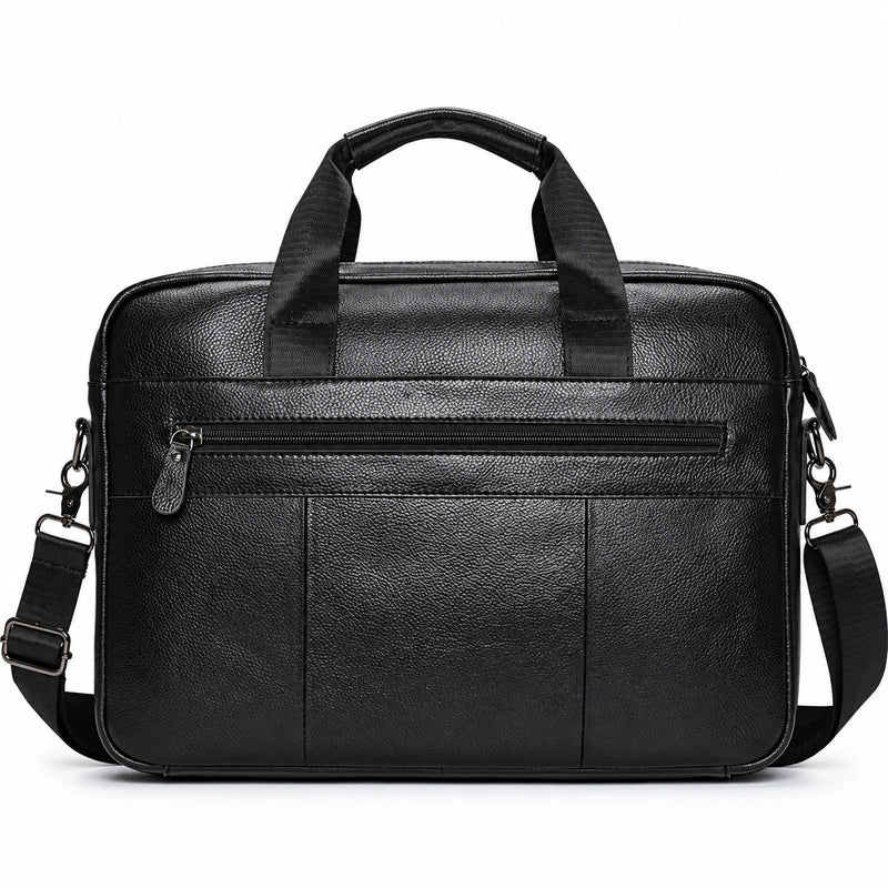 Men’s Leather Laptop Briefcase – 14 Inch Slim Business Bag with Flap Pocket
