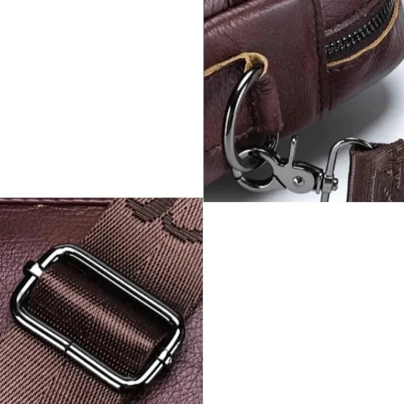 Men’s Leather Laptop Briefcase – 14 Inch Slim Business Bag with Flap Pocket