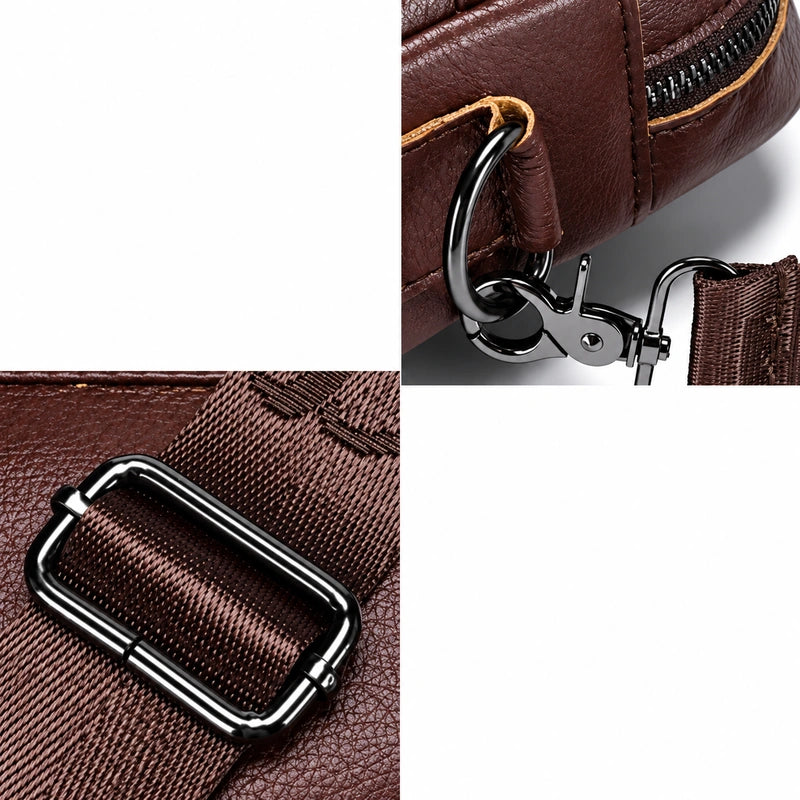 Men’s Leather Laptop Briefcase – 14 Inch Slim Business Bag with Flap Pocket