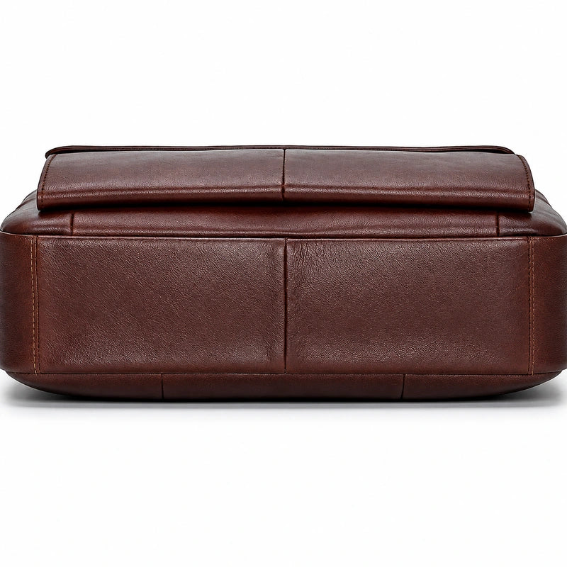 Men’s Leather Laptop Briefcase – 14 Inch Slim Business Bag with Flap Pocket