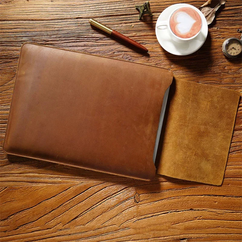 Men’s Leather Laptop Sleeve - 12-14 Inch Envelope Case
