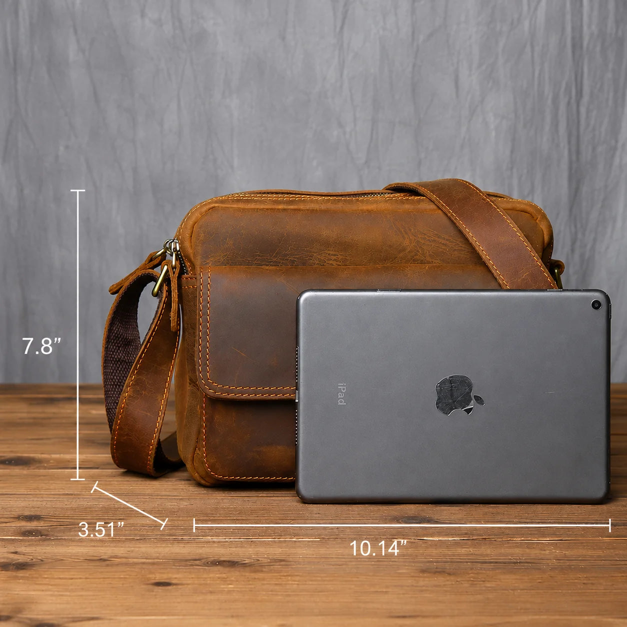 Men’s Leather Messenger Bag - Crazy Horse Multi-Pocket Carry