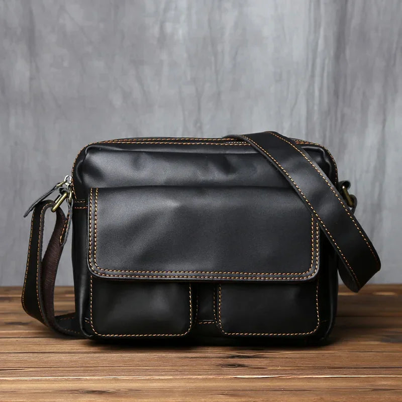 Men’s Leather Messenger Bag - Crazy Horse Multi-Pocket Carry