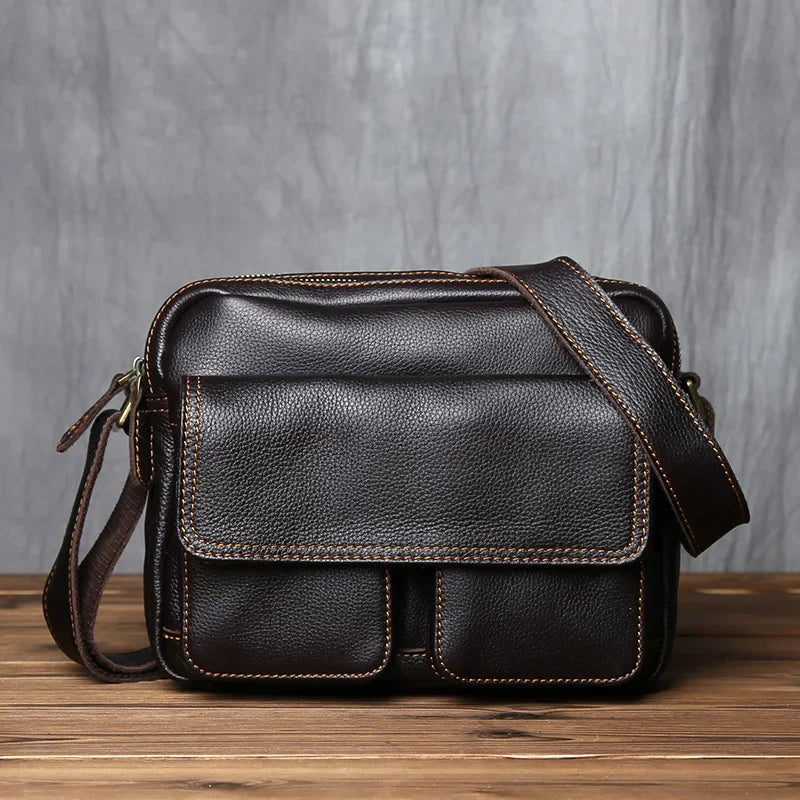 Men’s Leather Messenger Bag - Crazy Horse Multi-Pocket Carry