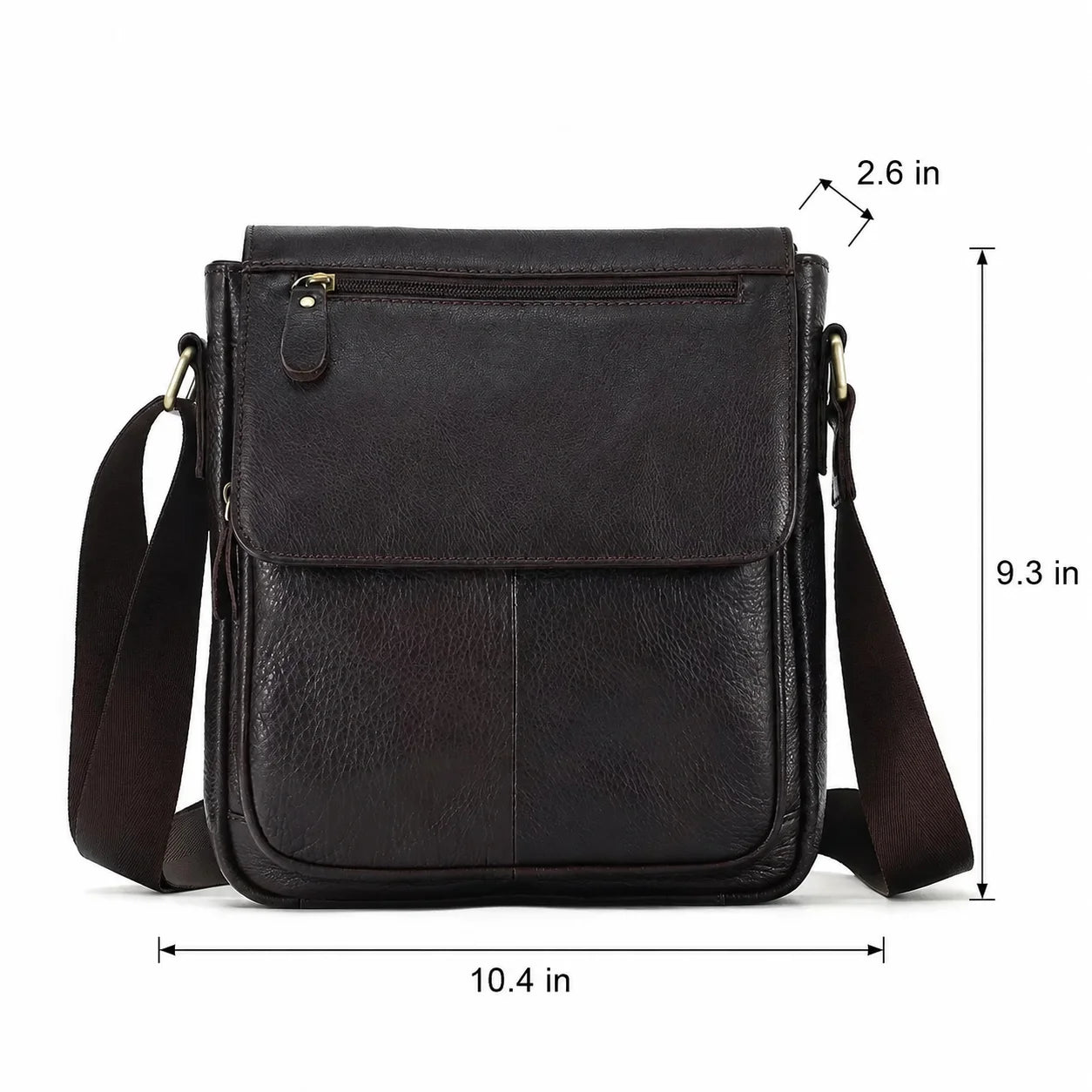 Men’s Leather Crossbody Bag - Vertical Flap Shoulder Bag