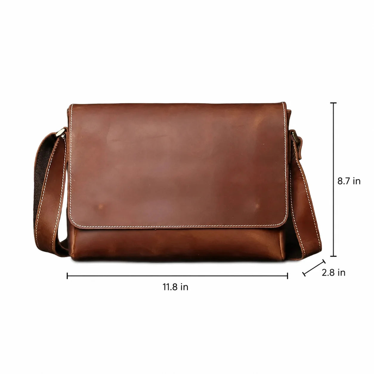 Men’s Leather Messenger Bag - Vintage Flap Work Bag