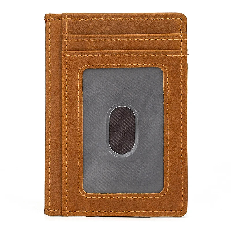 Brown leather wallet with a card holder on a white background