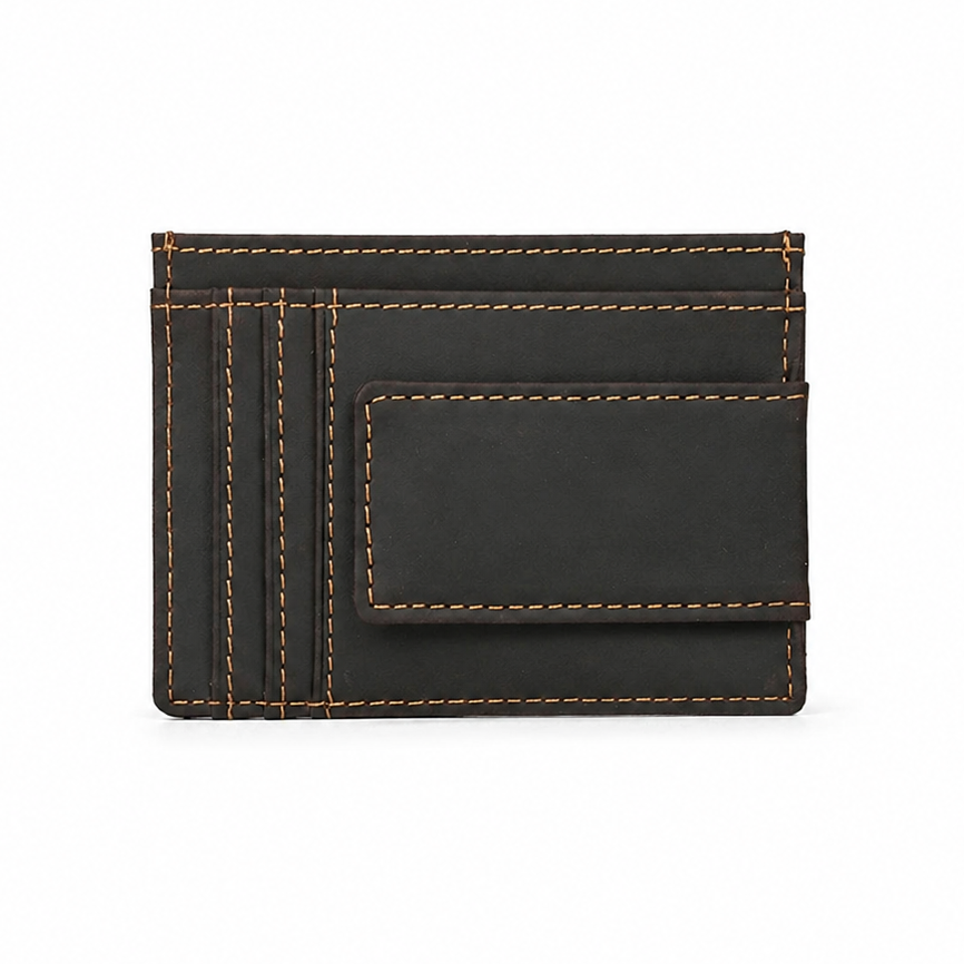 Men's Leather Money Clip Wallet – Slim Front Pocket Carry