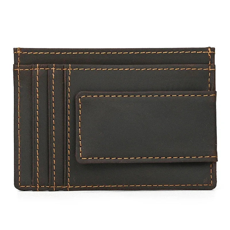Men’s Leather Money Clip Wallet – Slim Front Pocket Carry
