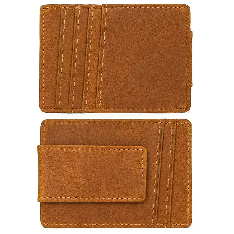 Men’s Leather Money Clip Wallet – Slim Front Pocket Carry