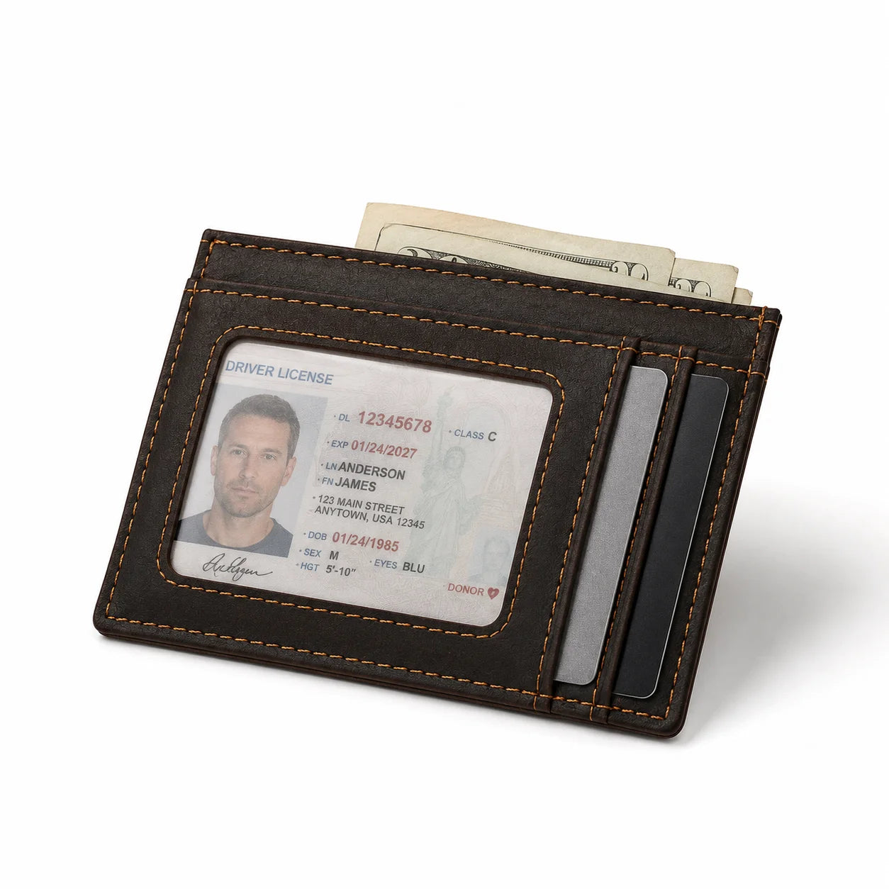 Men’s Leather Money Clip Wallet – Slim Front Pocket Carry