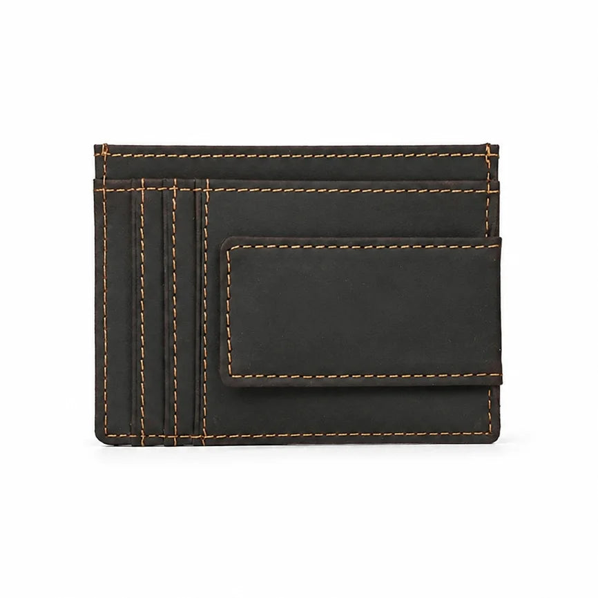 Men’s Leather Money Clip Wallet – Slim Front Pocket Carry