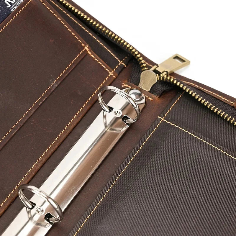 Men’s Leather Padfolio - Zip Around 3-Ring Binder