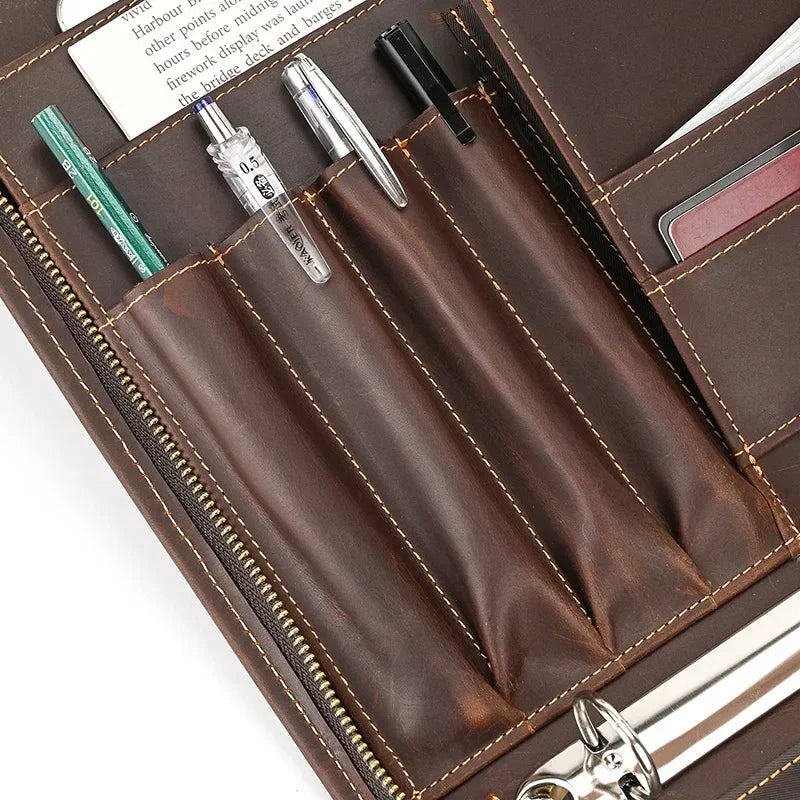 Men’s Leather Padfolio - Zip Around 3-Ring Binder