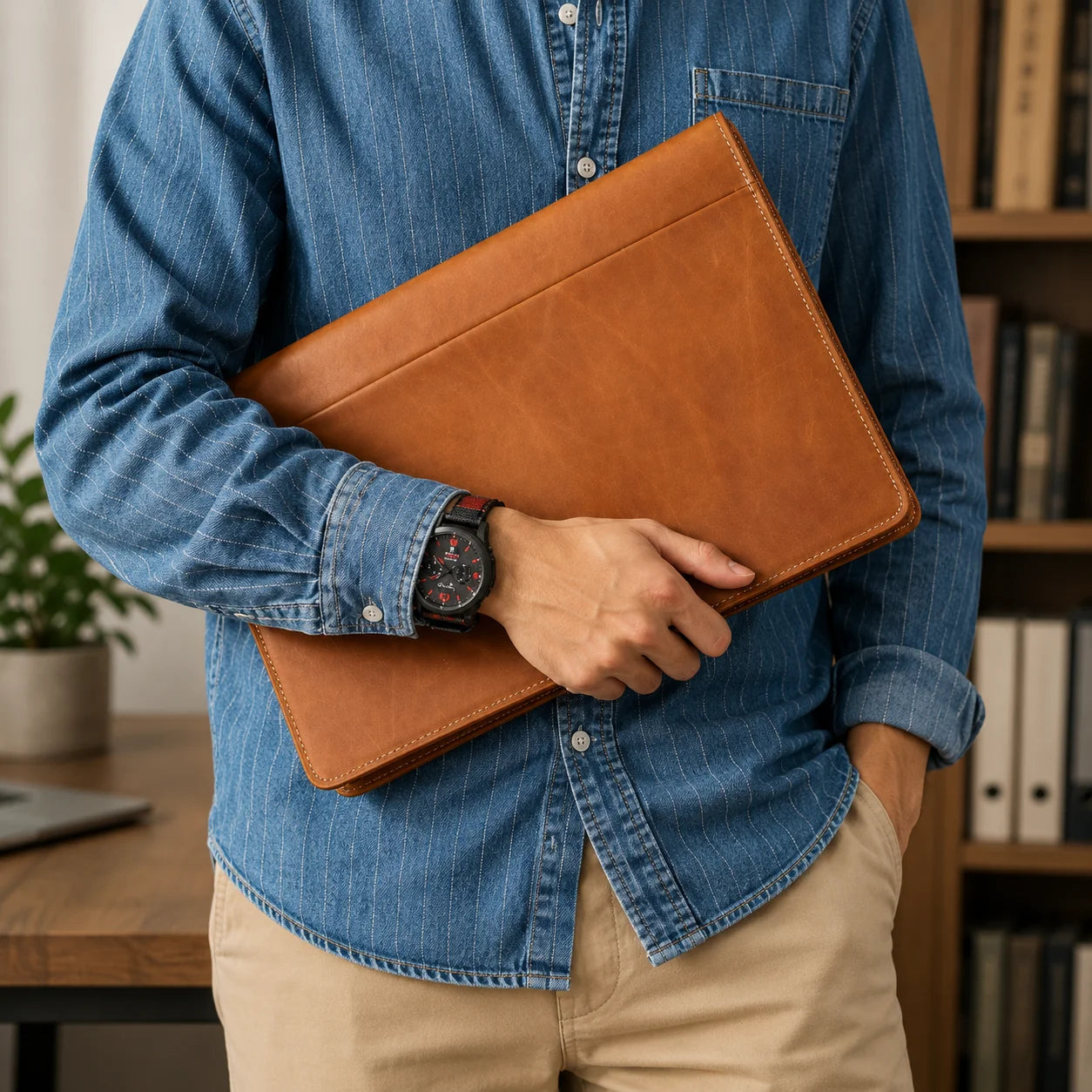 Men’s Leather Padfolio - Zippered Business Organizer