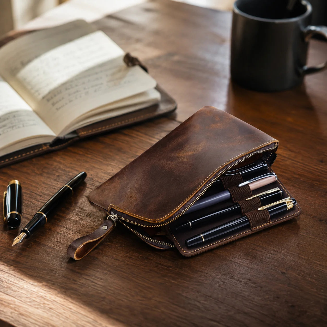 Men’s Leather Pen Case - Card & Cash Organizer