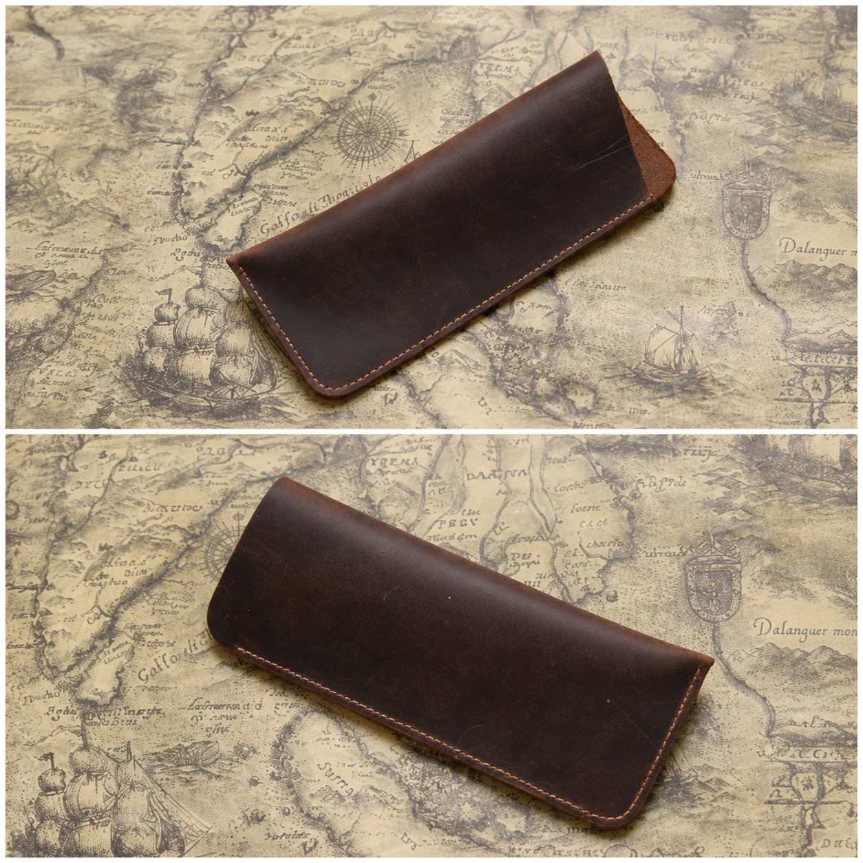 Men’s Leather Glasses Case – Crazy Horse Roll-Up Pouch