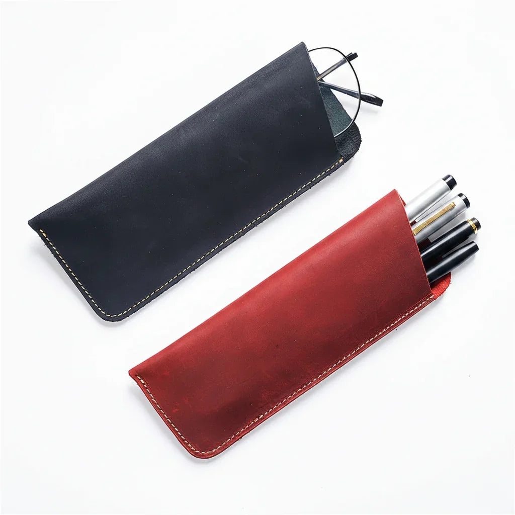 Men’s Leather Glasses Case – Crazy Horse Roll-Up Pouch