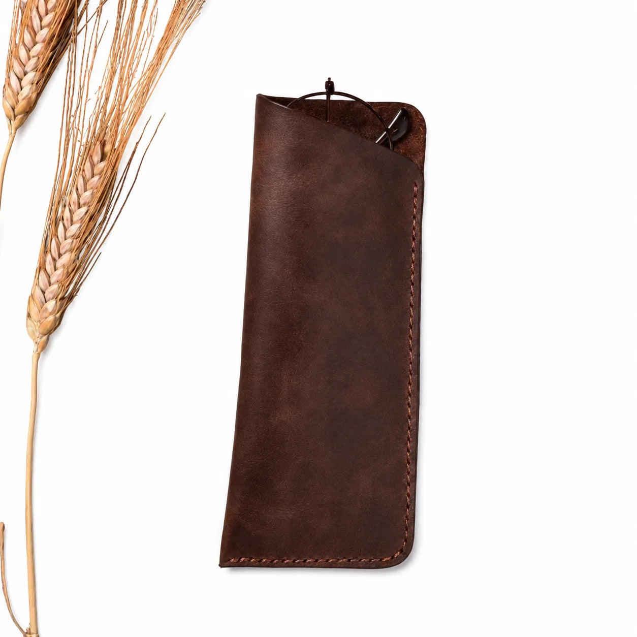 Men’s Leather Glasses Case – Crazy Horse Roll-Up Pouch