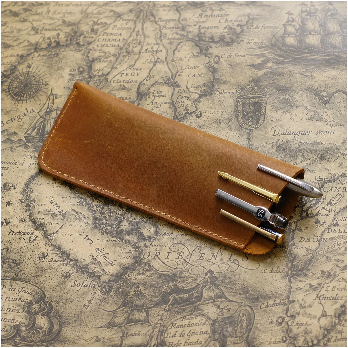 Men’s Leather Glasses Case – Crazy Horse Roll-Up Pouch