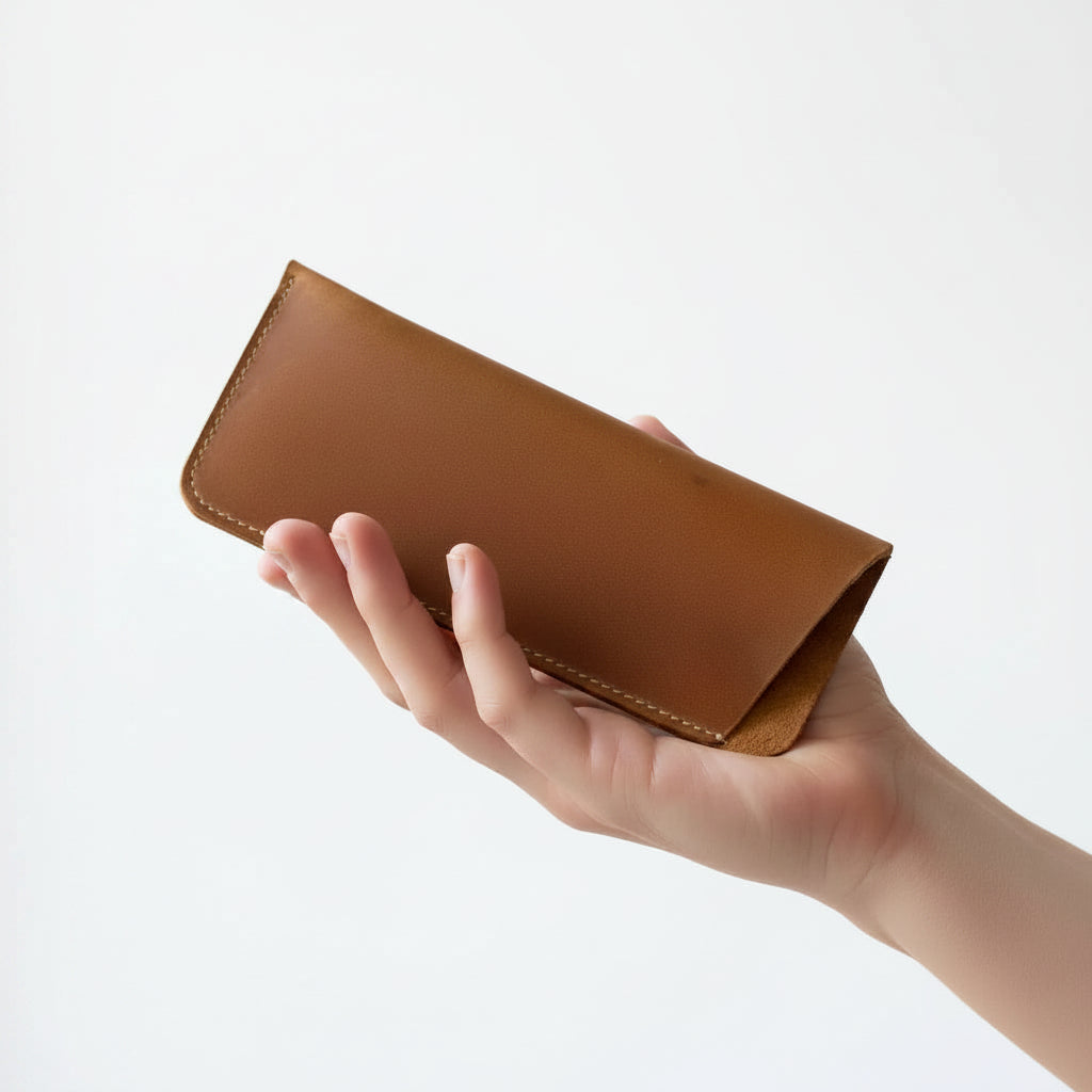 Men’s Leather Glasses Case – Crazy Horse Roll-Up Pouch