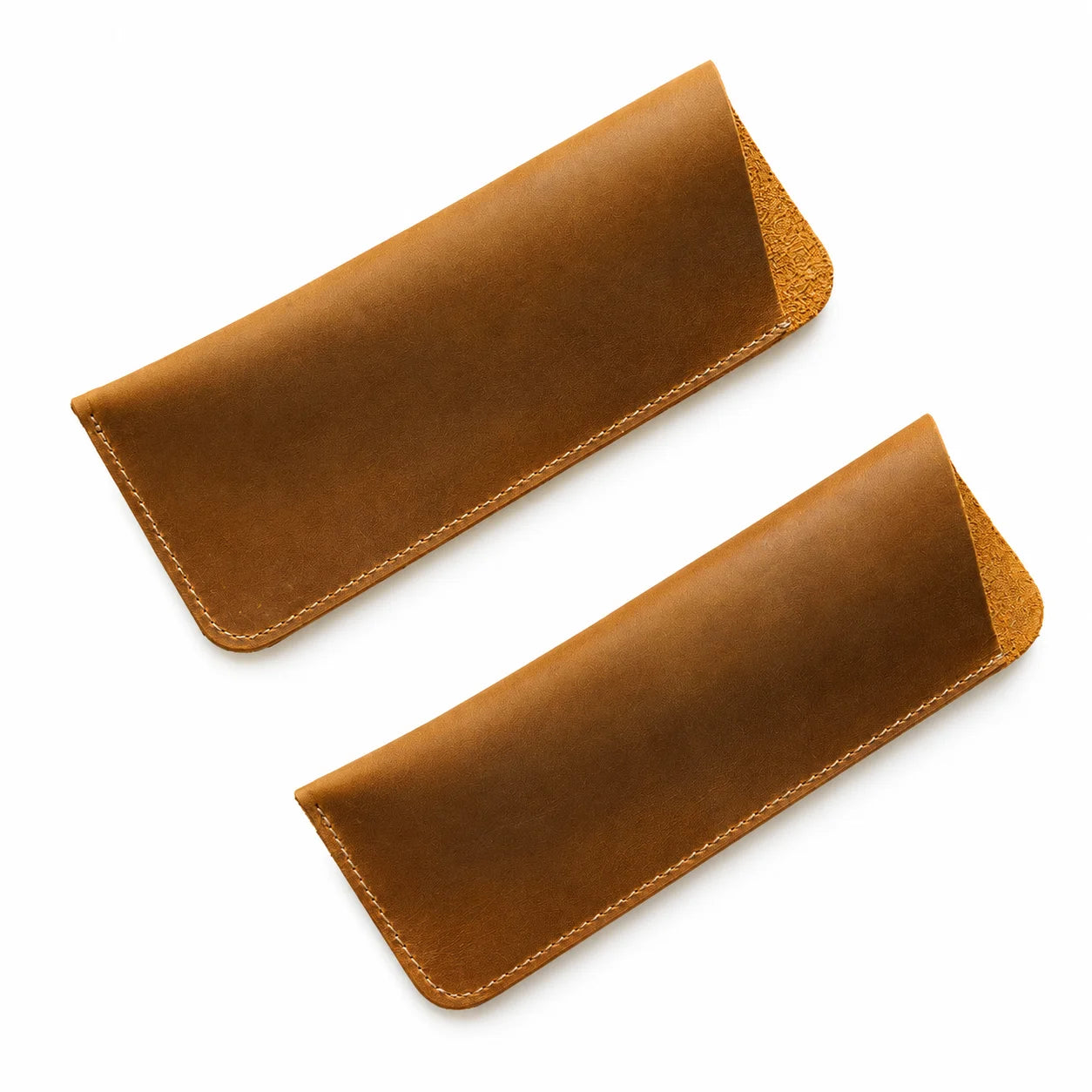 Men’s Leather Glasses Case – Crazy Horse Roll-Up Pouch - Brown / Medium