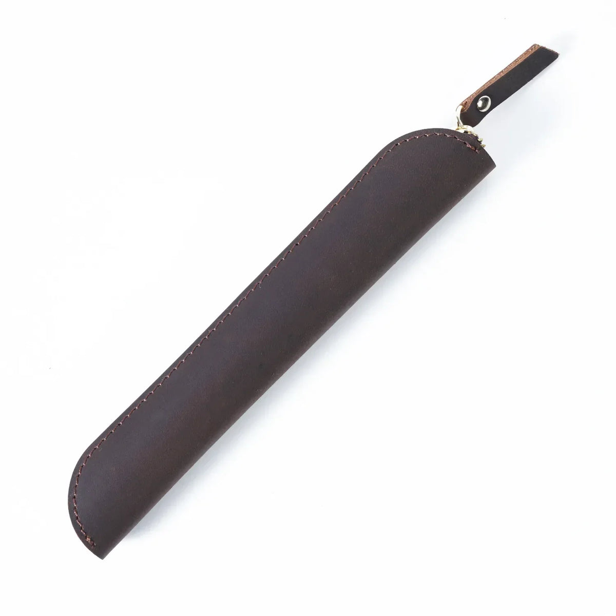 Men’s Leather Pen Case - Zip Closure Single Pen Sleeve - Coffee