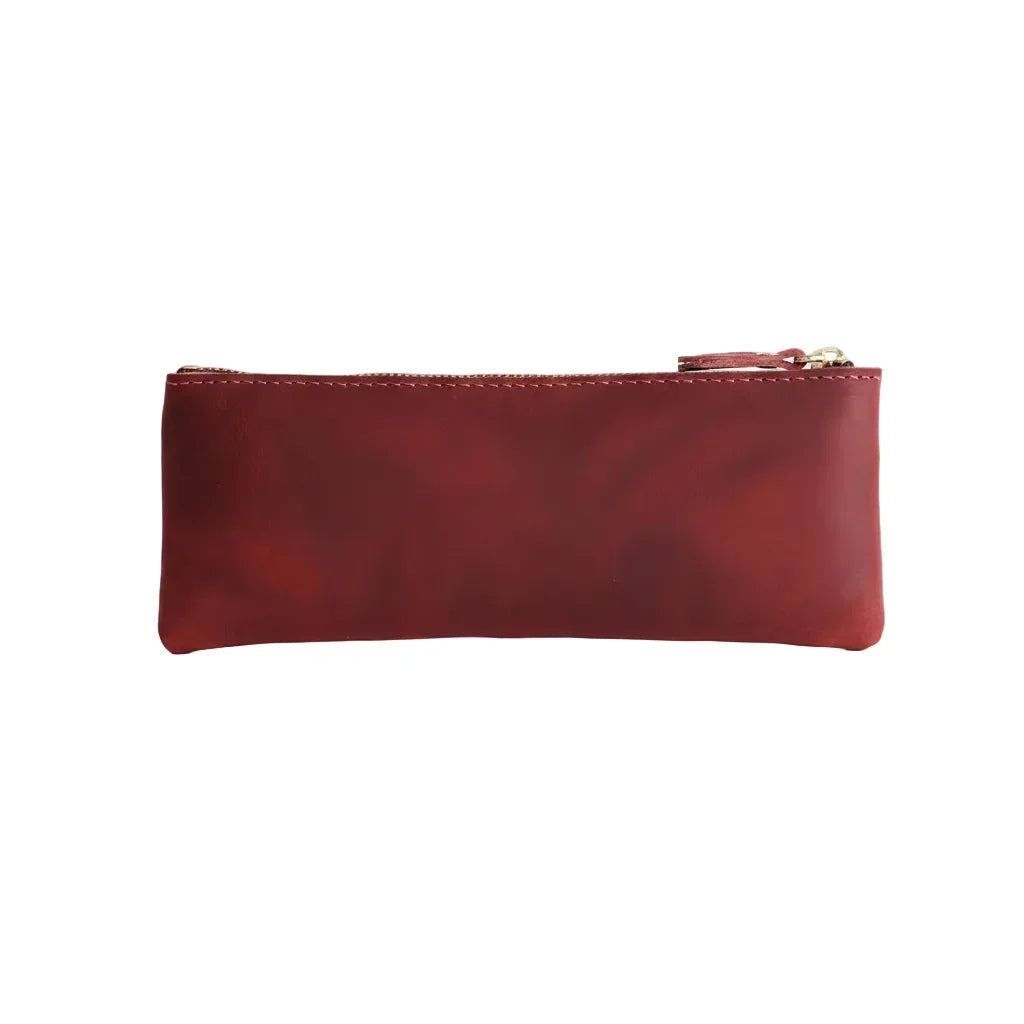 Men’s Leather Pencil Case - Crazy Horse Zip Pouch