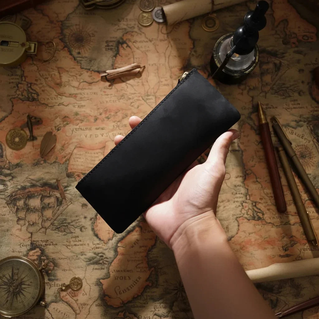 Men’s Leather Pencil Case - Crazy Horse Zip Pouch