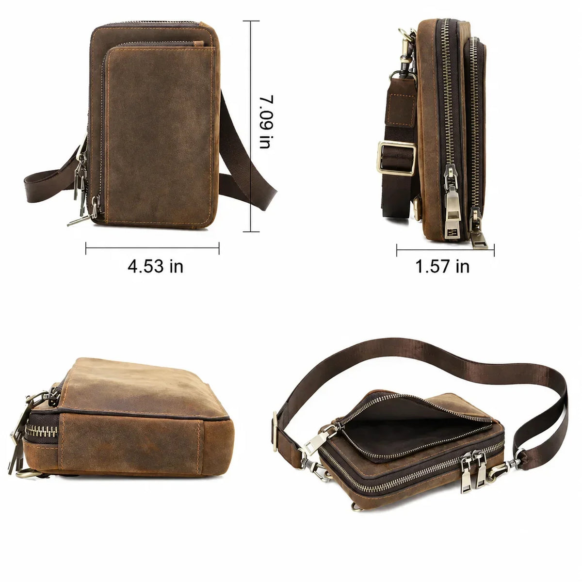 Men’s Leather Phone Bag - Crossbody Pouch with Belt Loop