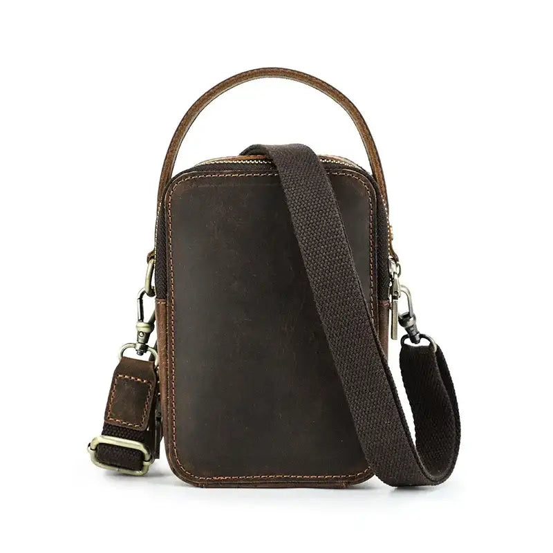 Men’s Leather Phone Crossbody Bag – Vertical Card Slot Carry