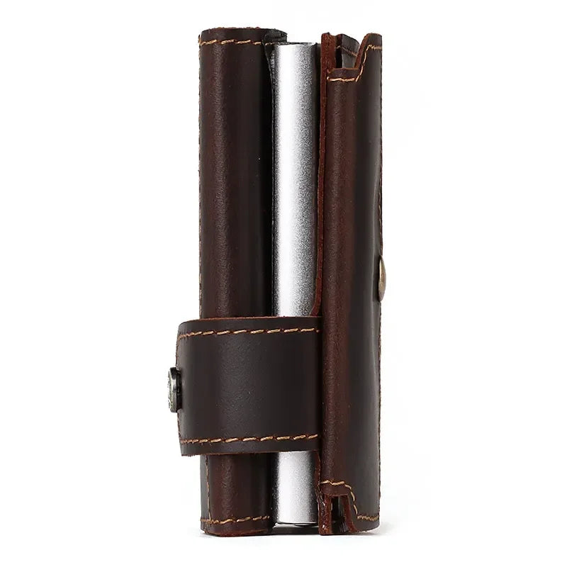 Men’s Leather RFID Card Holder – Pop-Up Wallet with Money Clip