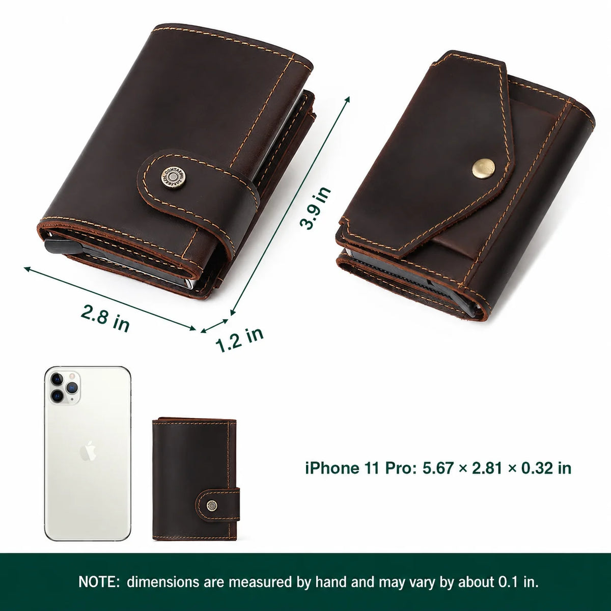 Men’s Leather RFID Card Holder – Pop-Up Wallet with Money Clip