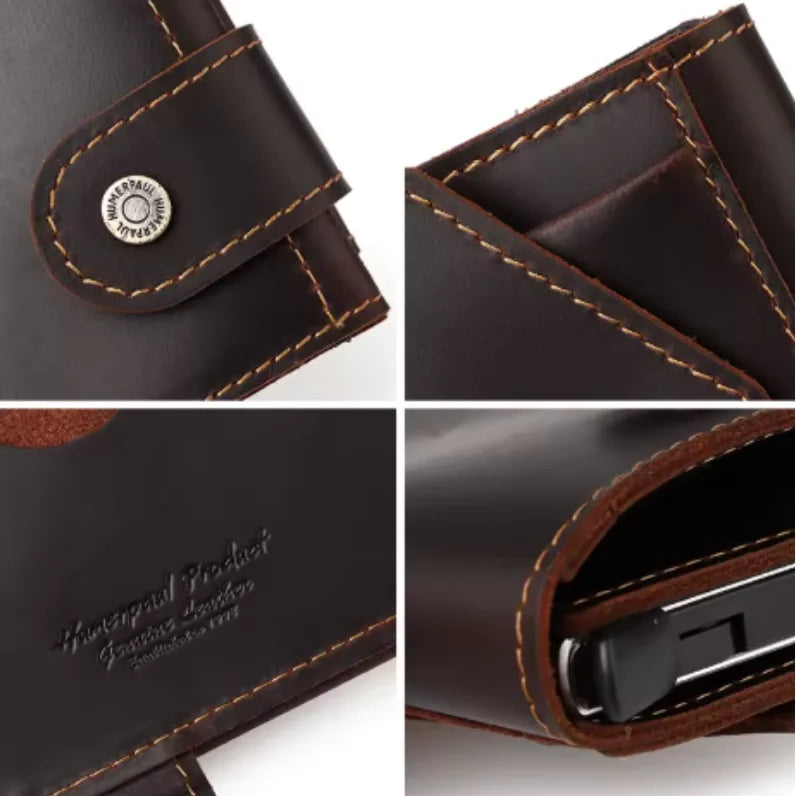 Men’s Leather RFID Card Holder – Pop-Up Wallet with Money Clip