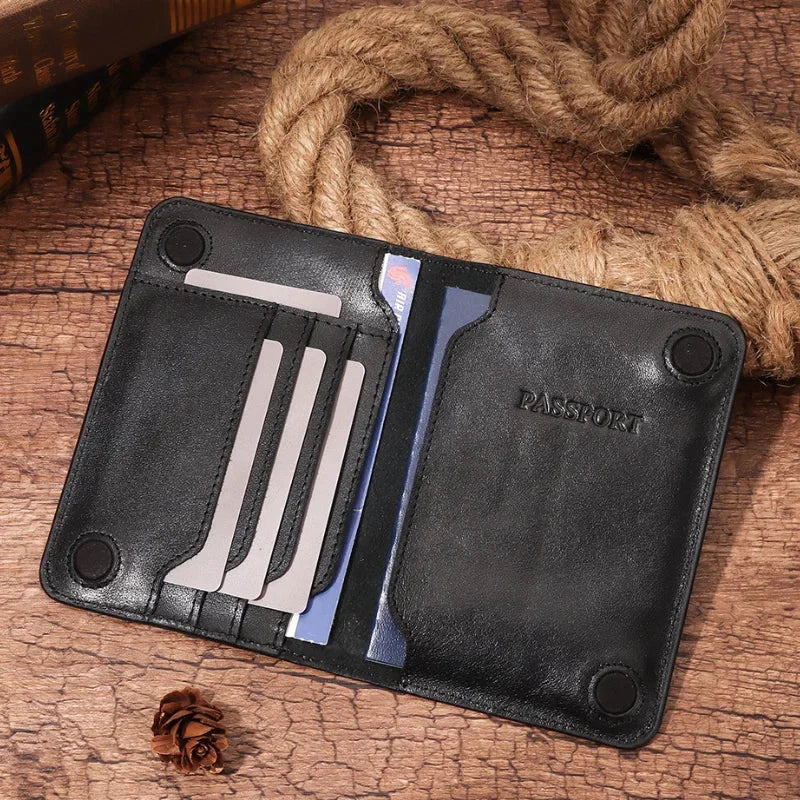 Men’s Leather RFID Passport Holder - Card & Boarding Pass Slots
