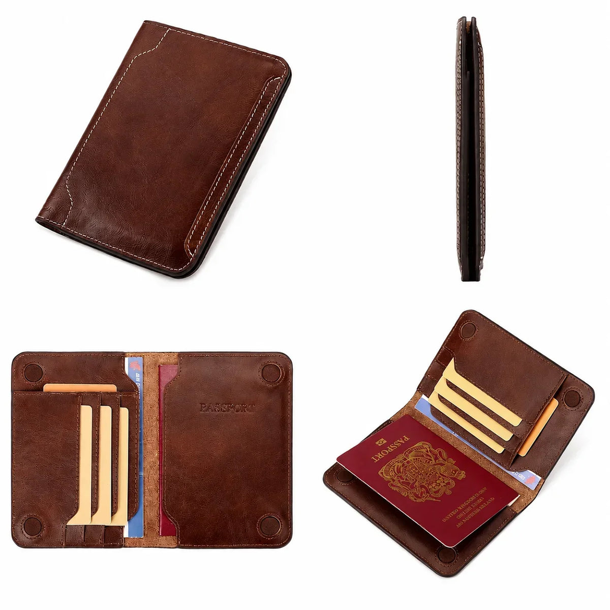 Men’s Leather RFID Passport Holder - Card & Boarding Pass Slots