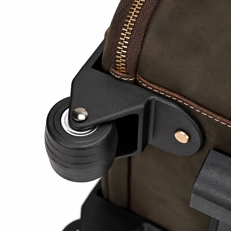 Men’s Leather Rolling Duffle Bag – Wheeled Weekender Travel Bag
