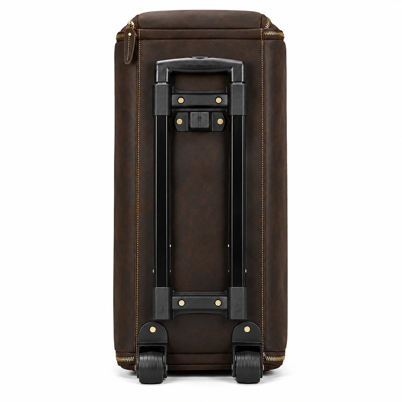 Men’s Leather Rolling Duffle Bag – Wheeled Weekender Travel Bag