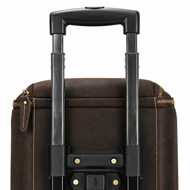 Men’s Leather Rolling Duffle Bag – Wheeled Weekender Travel Bag