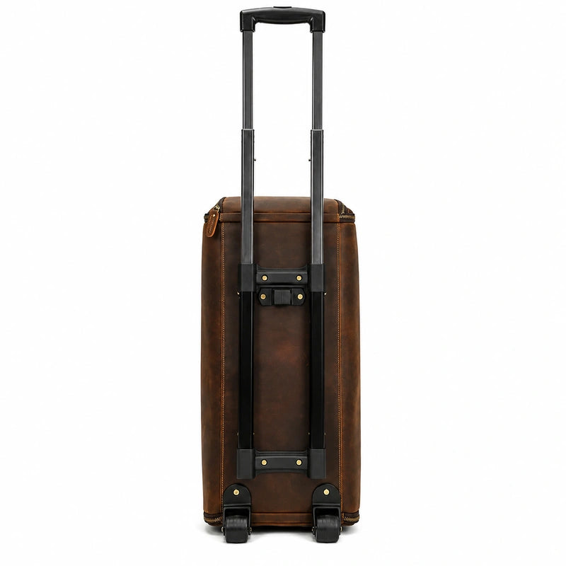 Men’s Leather Rolling Duffle Bag – Wheeled Weekender Travel Bag