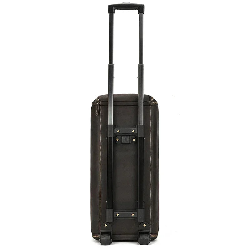 Men’s Leather Rolling Duffle Bag – Wheeled Weekender Travel Bag