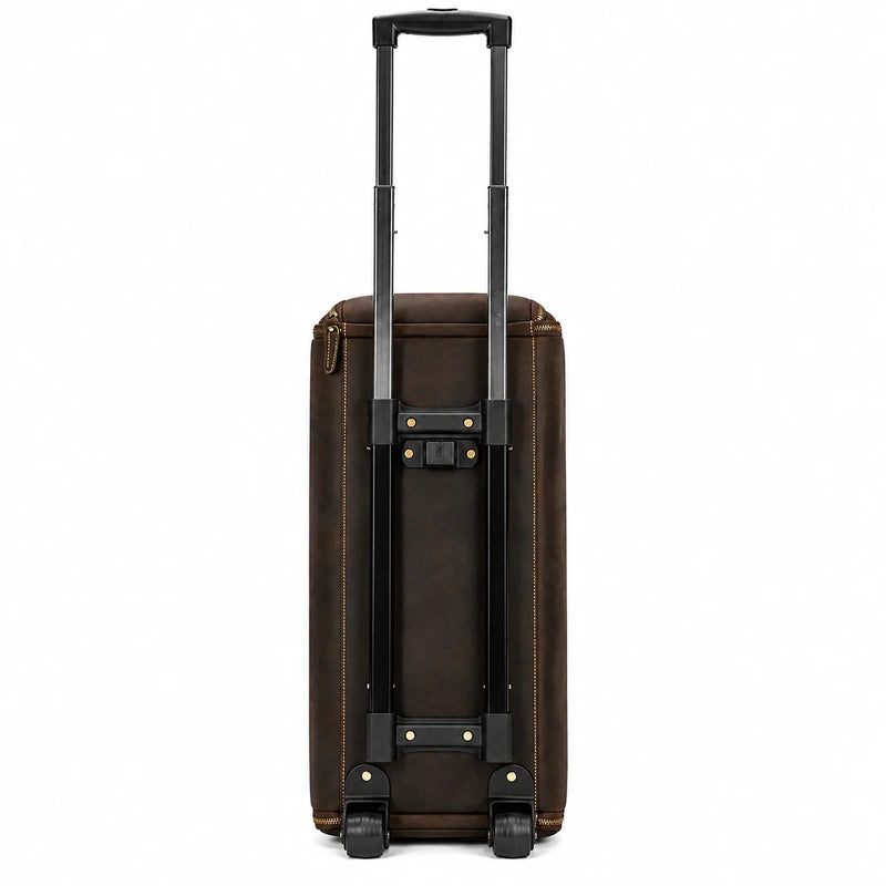 Men’s Leather Rolling Duffle Bag – Wheeled Weekender Travel Bag