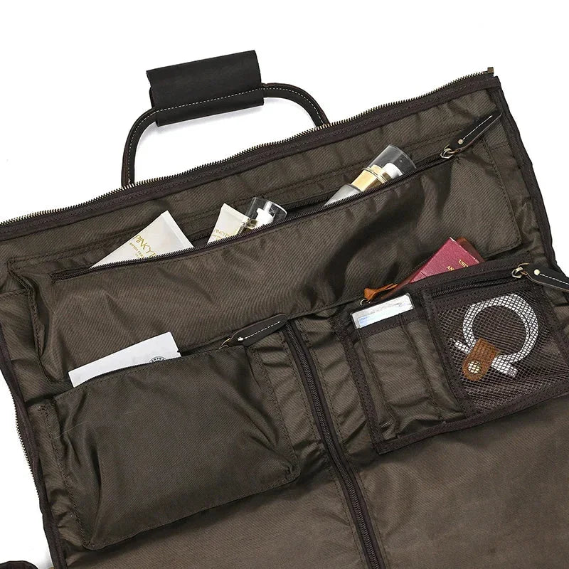 Men’s Leather Rolling Duffle Bag – Wheeled Weekender Travel Bag