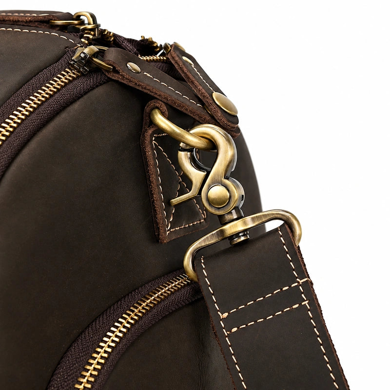 Men’s Leather Rolling Duffle Bag – Wheeled Weekender Travel Bag