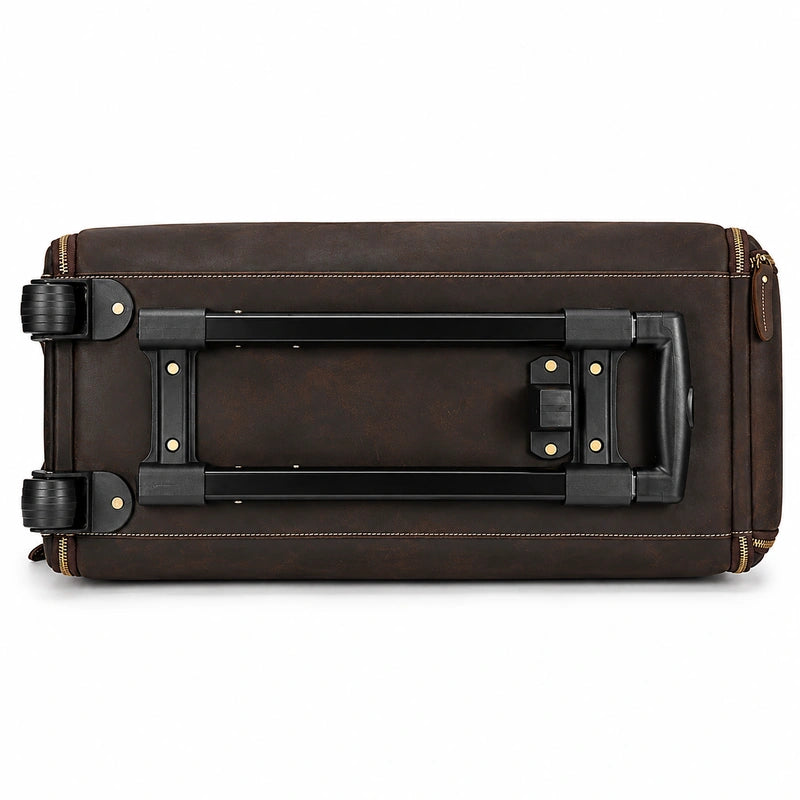 Men’s Leather Rolling Duffle Bag – Wheeled Weekender Travel Bag