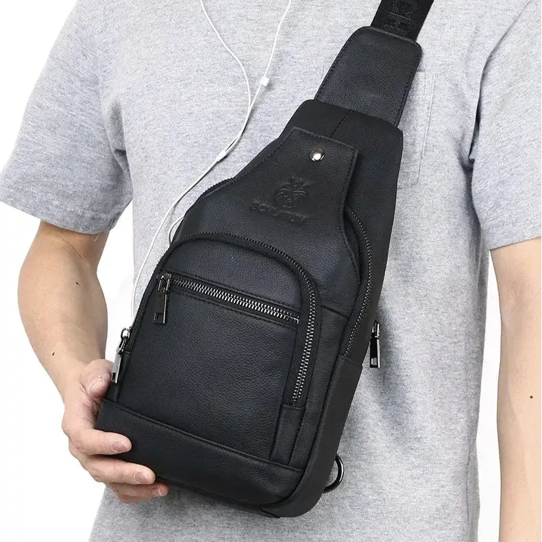 Men’s Leather Sling Bag – Compact Crossbody Everyday Carry